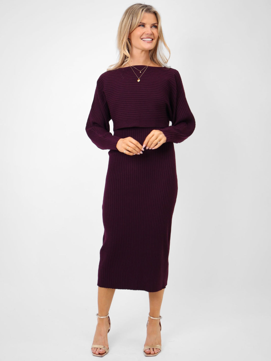 Kate & Pippa Amelia Knit Dress In Mulberry-Kate & Pippa Autumn/Winter Ladies Clothing