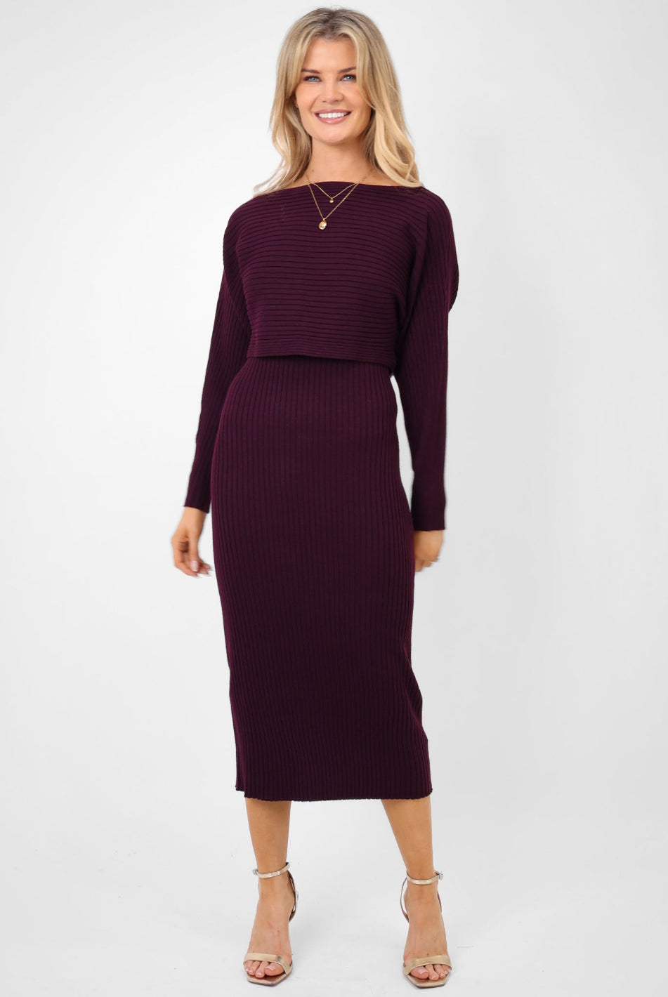 Kate & Pippa Amelia Knit Dress In Mulberry-Kate & Pippa Autumn/Winter Ladies Clothing