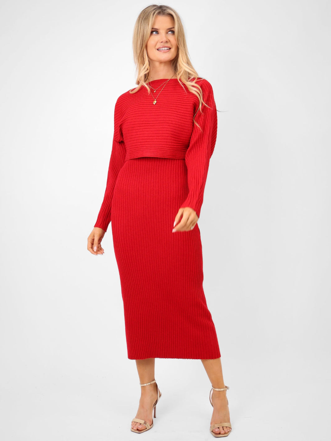 Kate & Pippa Amelia Knit Dress In Red-Kate & Pippa Autumn/Winter Ladies Clothing