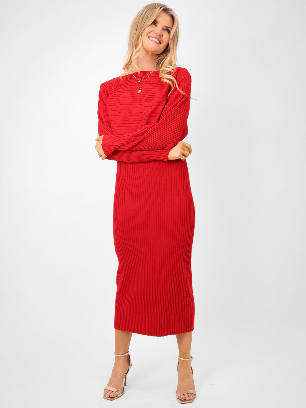 Kate & Pippa Amelia Knit Dress In Red-Kate & Pippa Autumn/Winter Ladies Clothing