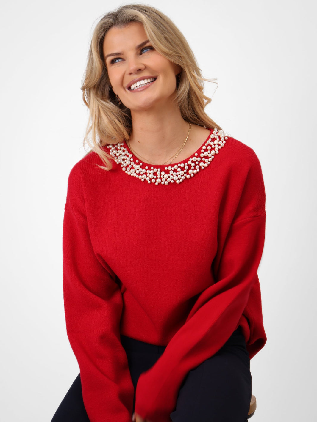 Kate & Pippa Annabelle Knit Jumper In Red-Kate & Pippa Autumn/Winter Ladies Clothing