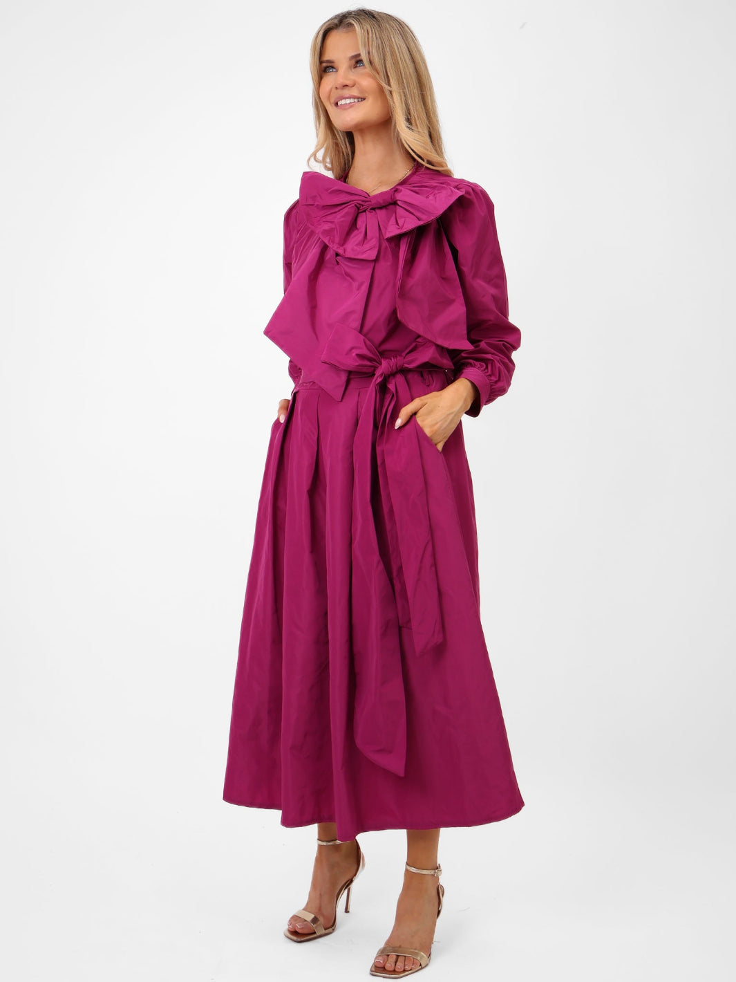 Kate & Pippa Aria Taffeta Top In Magenta-Kate & Pippa Autumn/Winter Ladies Clothing