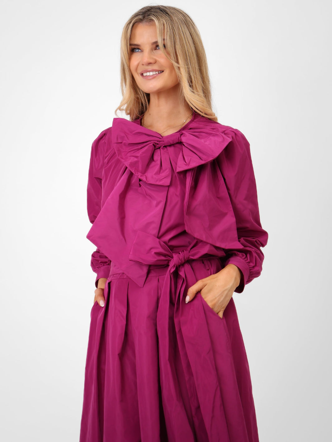 Kate & Pippa Aria Taffeta Top In Magenta-Kate & Pippa Autumn/Winter Ladies Clothing