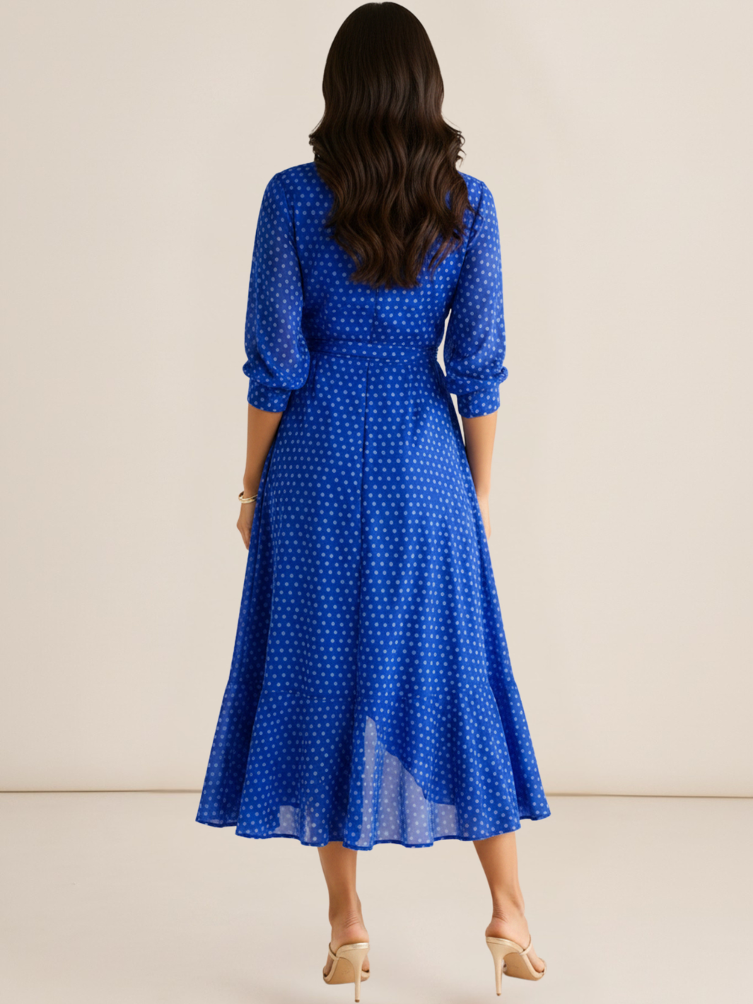 Kate & Pippa Ballerina Midi Dress In Blue Print-Kate & Pippa