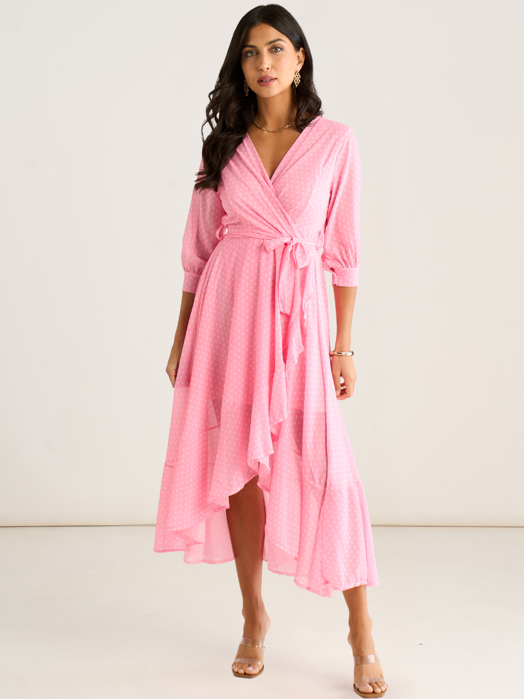 Kate & Pippa Ballerina Midi Dress In Light Pink Print-Kate & Pippa