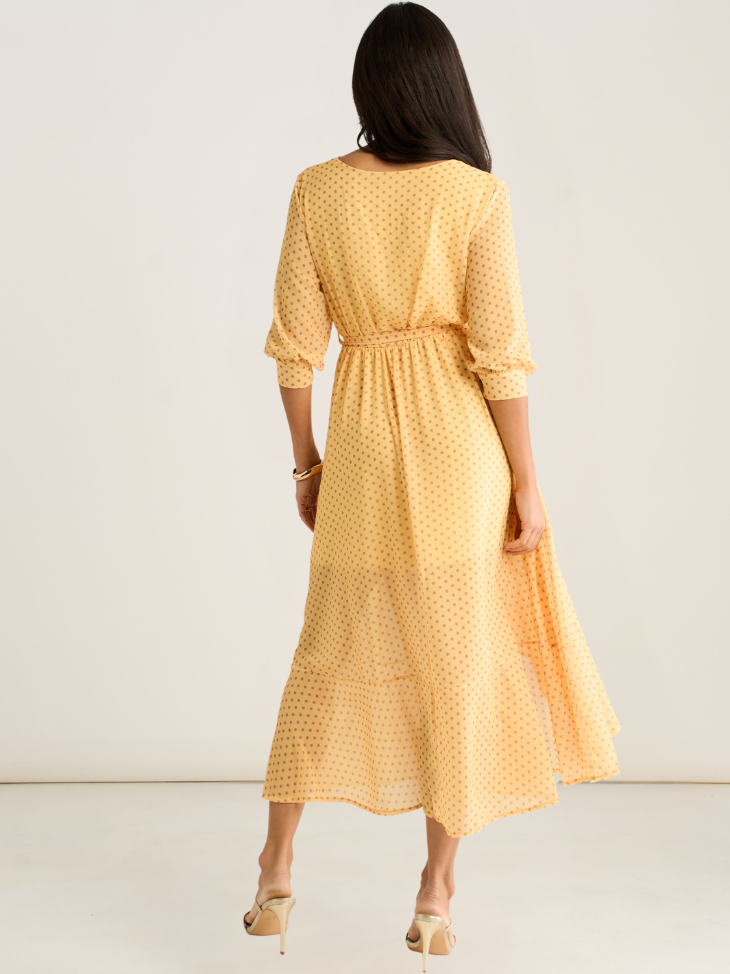 Kate & Pippa Ballerina Midi Dress In Yellow Print-Kate & Pippa