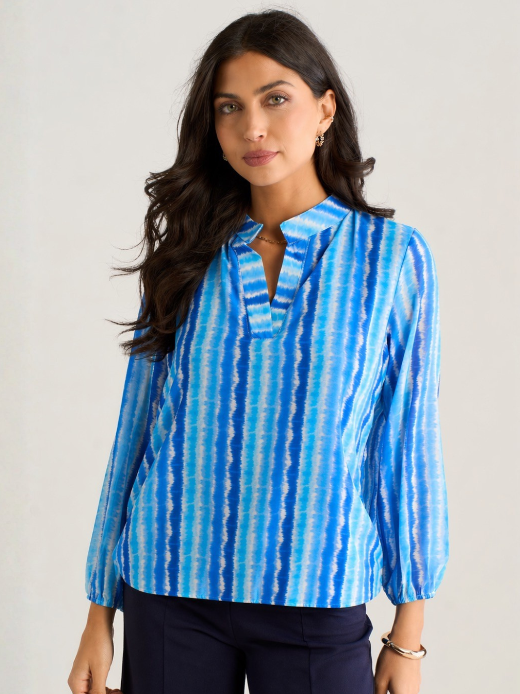Kate & Pippa Bella Band Top In Blue Wave Print-Kate & Pippa