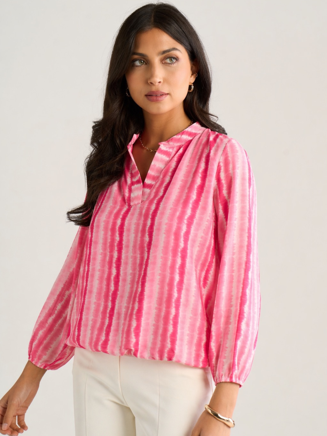 Kate & Pippa Bella Band Top In Cerise Wave Print-Kate & Pippa