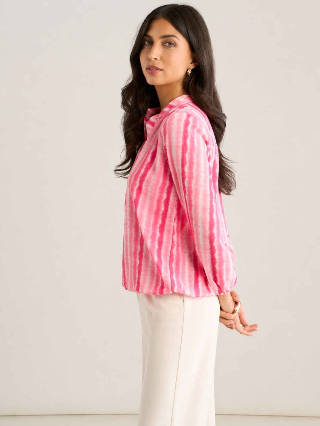 Kate & Pippa Bella Band Top In Cerise Wave Print-Kate & Pippa