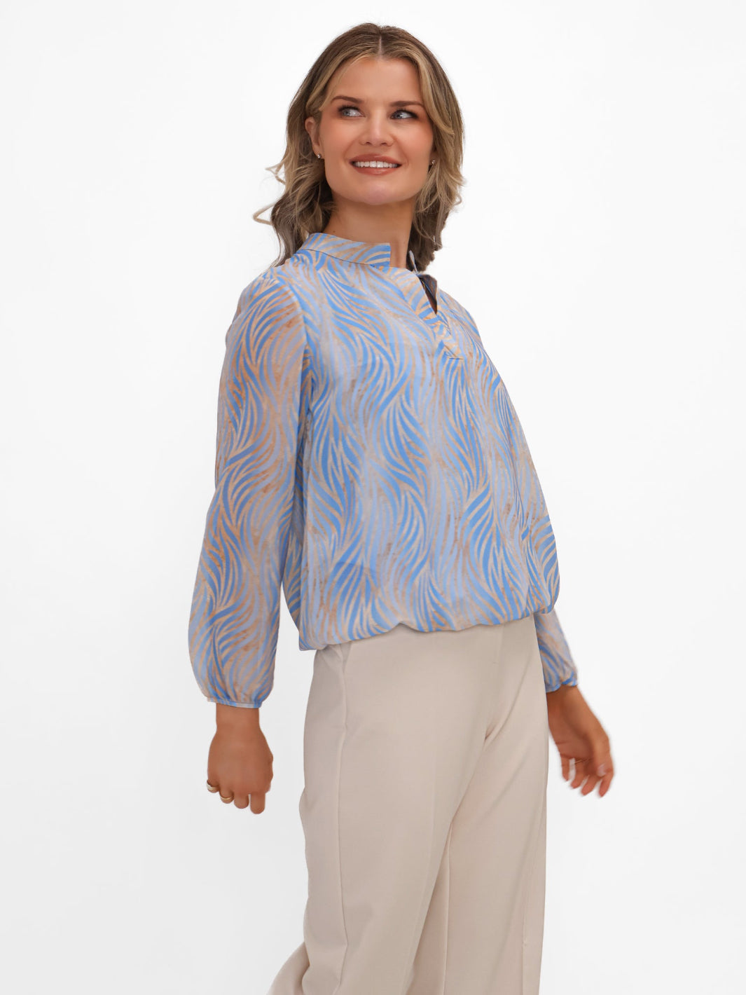 Kate & Pippa Bella Band Top In Light Blue Animal-Kate & Pippa
