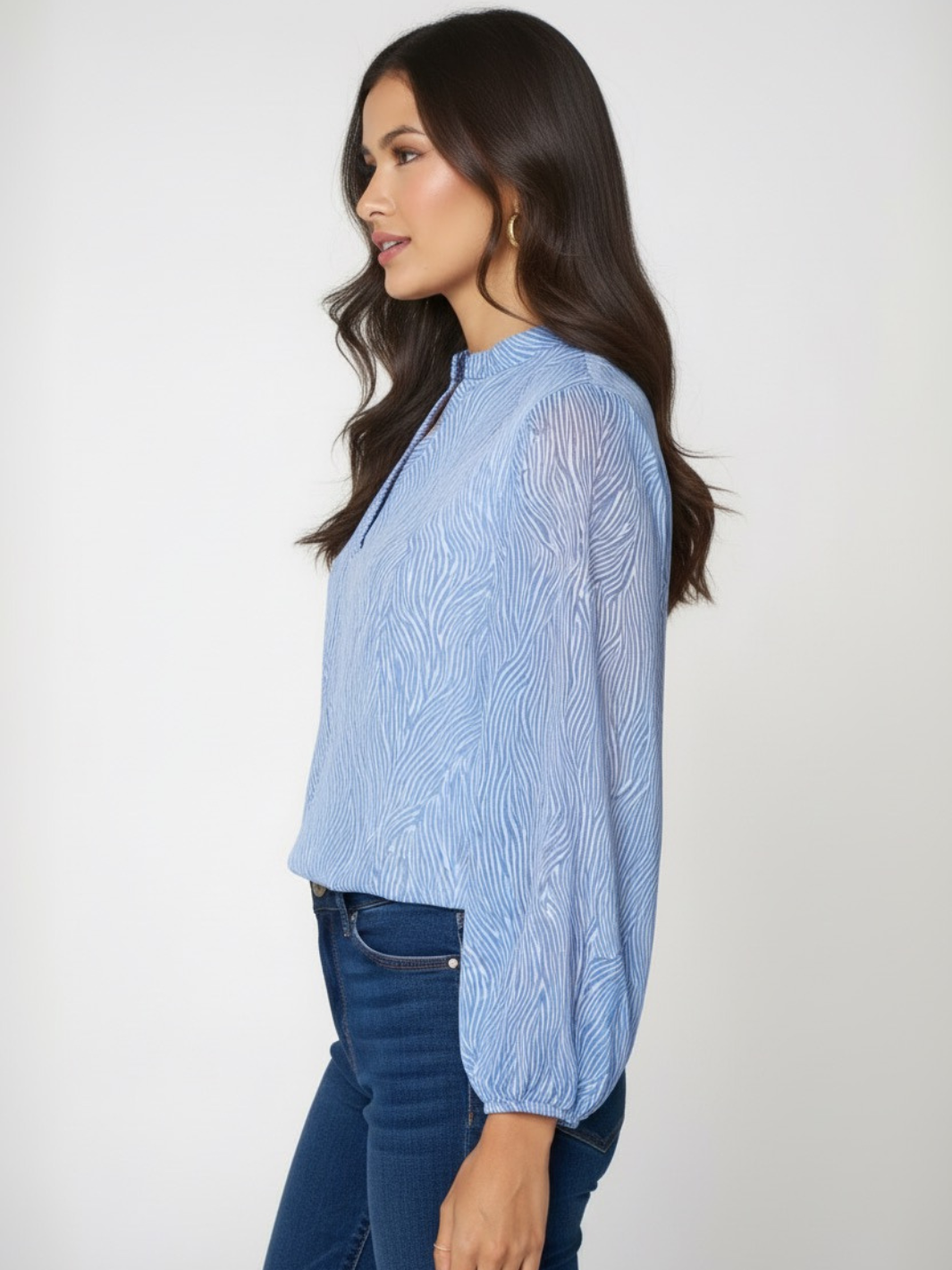 Kate & Pippa Bella Band Top In Light Blue Print-Kate & Pippa
