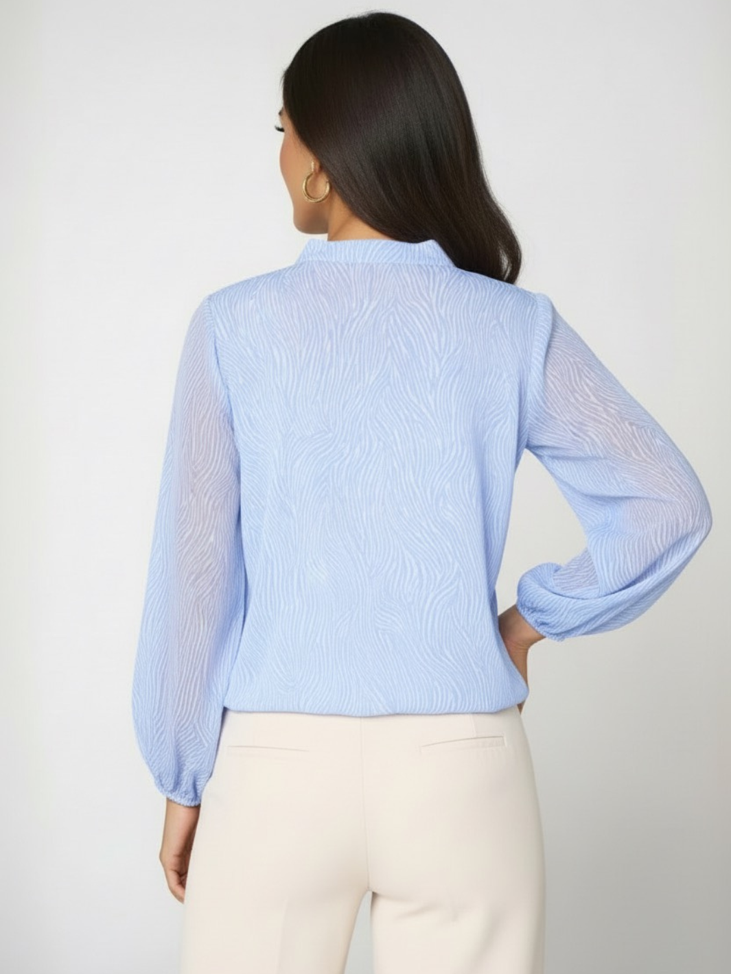 Kate & Pippa Bella Band Top In Light Blue Print-Kate & Pippa