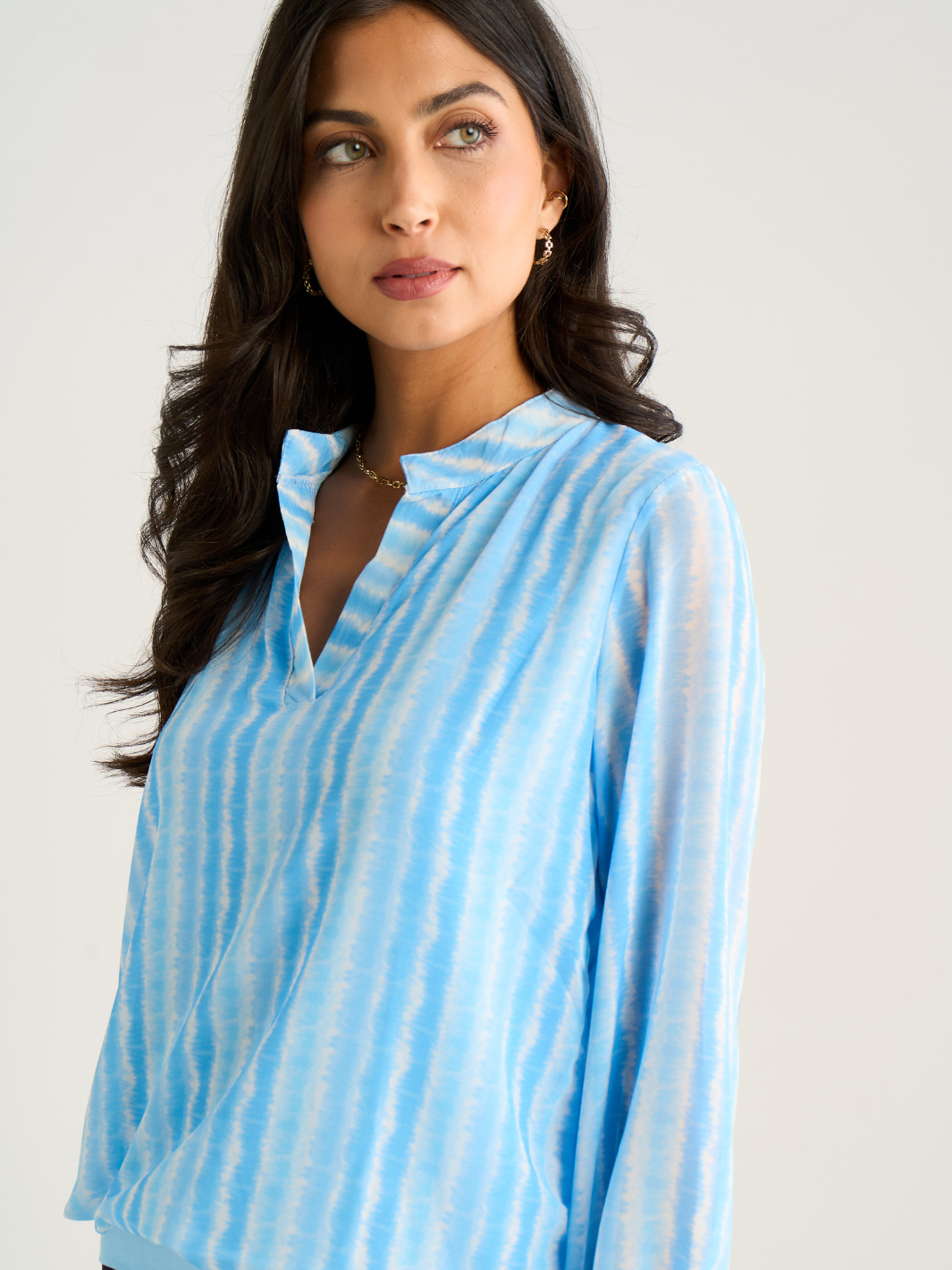 Kate & Pippa Bella Band Top In Light Blue Wave Print-Kate & Pippa