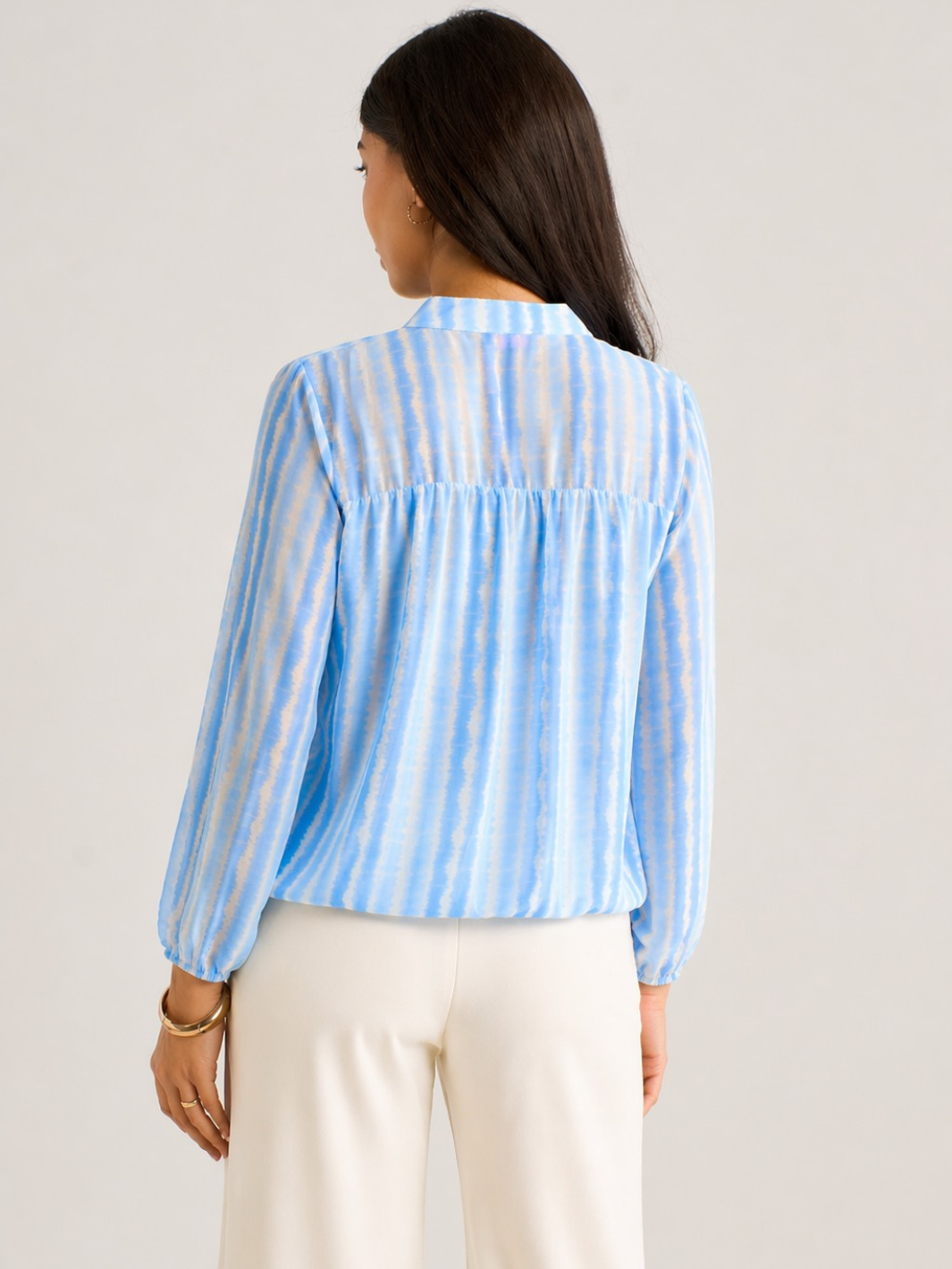 Kate & Pippa Bella Band Top In Light Blue Wave Print-Kate & Pippa