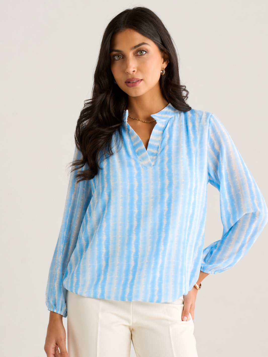 Kate & Pippa Bella Band Top In Light Blue Wave Print-Kate & Pippa