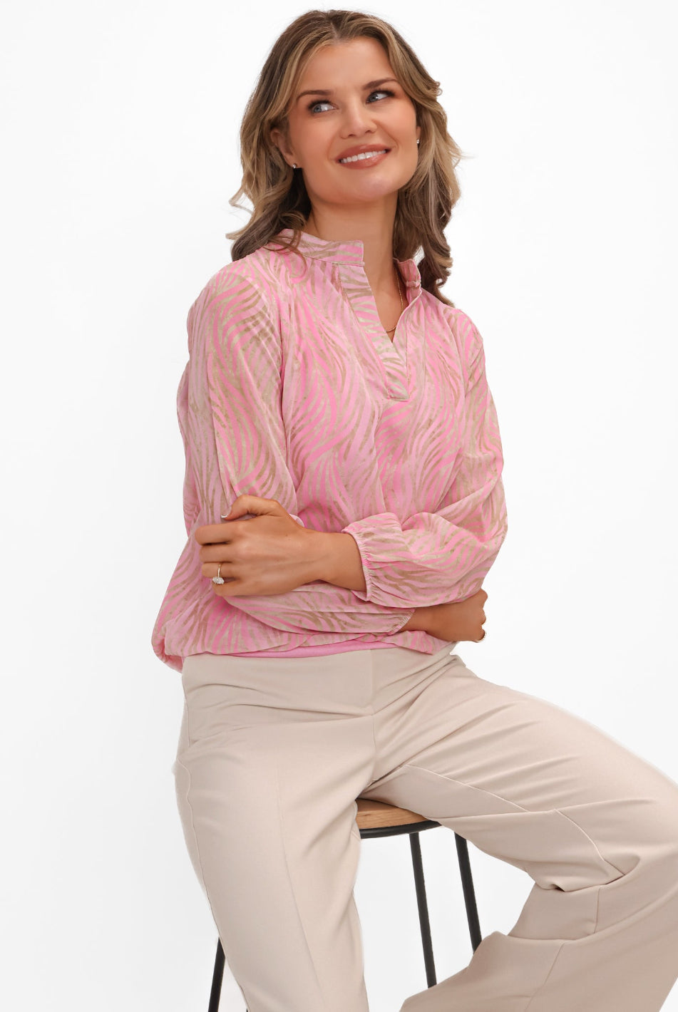 Kate & Pippa Bella Band Top In Light Pink Animal-Kate & Pippa