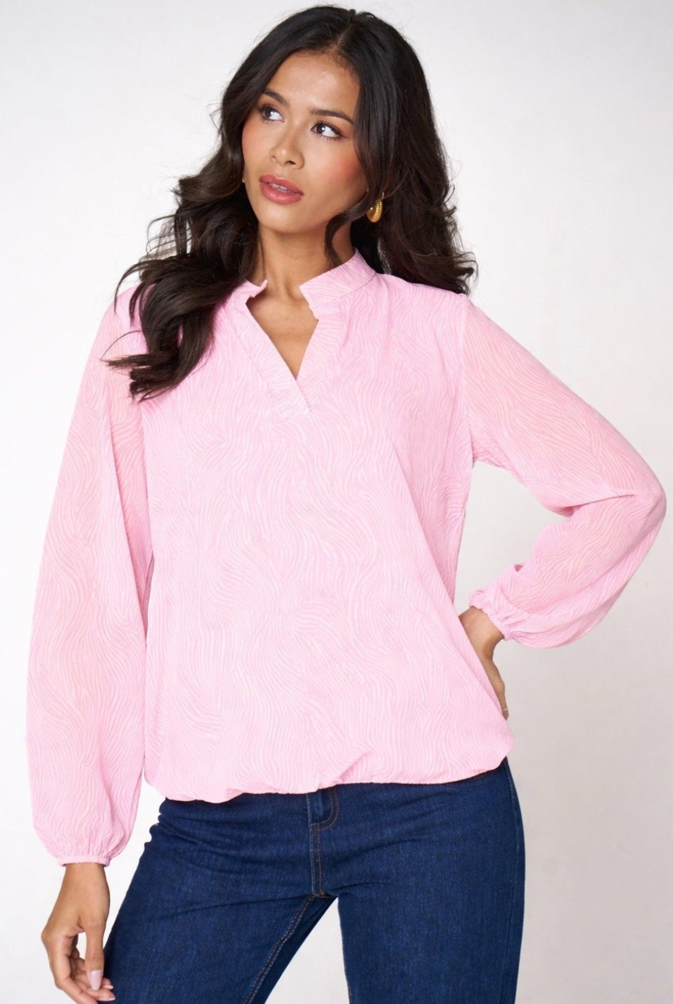 Kate & Pippa Bella Band Top In Light Pink Print-Kate & Pippa