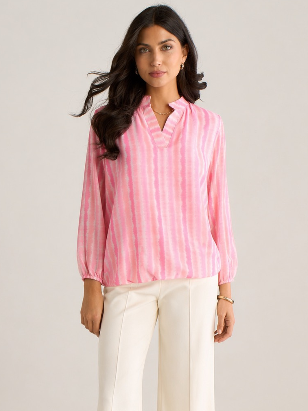 Kate & Pippa Bella Band Top In Light Pink Wave Print-Kate & Pippa