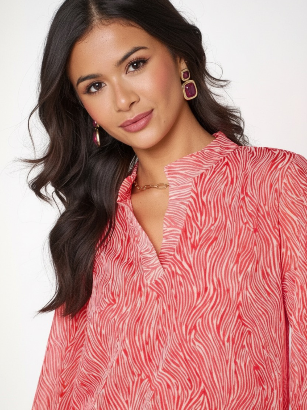 Kate & Pippa Bella Band Top In Red Print-Kate & Pippa
