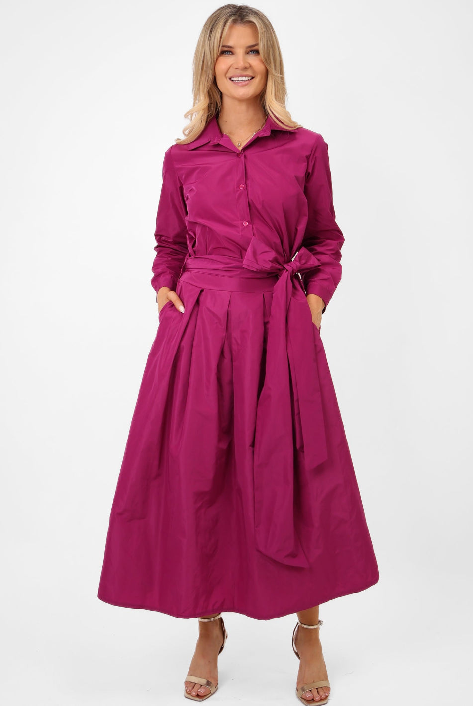 Kate & Pippa Blair Taffeta Skirt In Magenta-Kate & Pippa Autumn/Winter Ladies Clothing