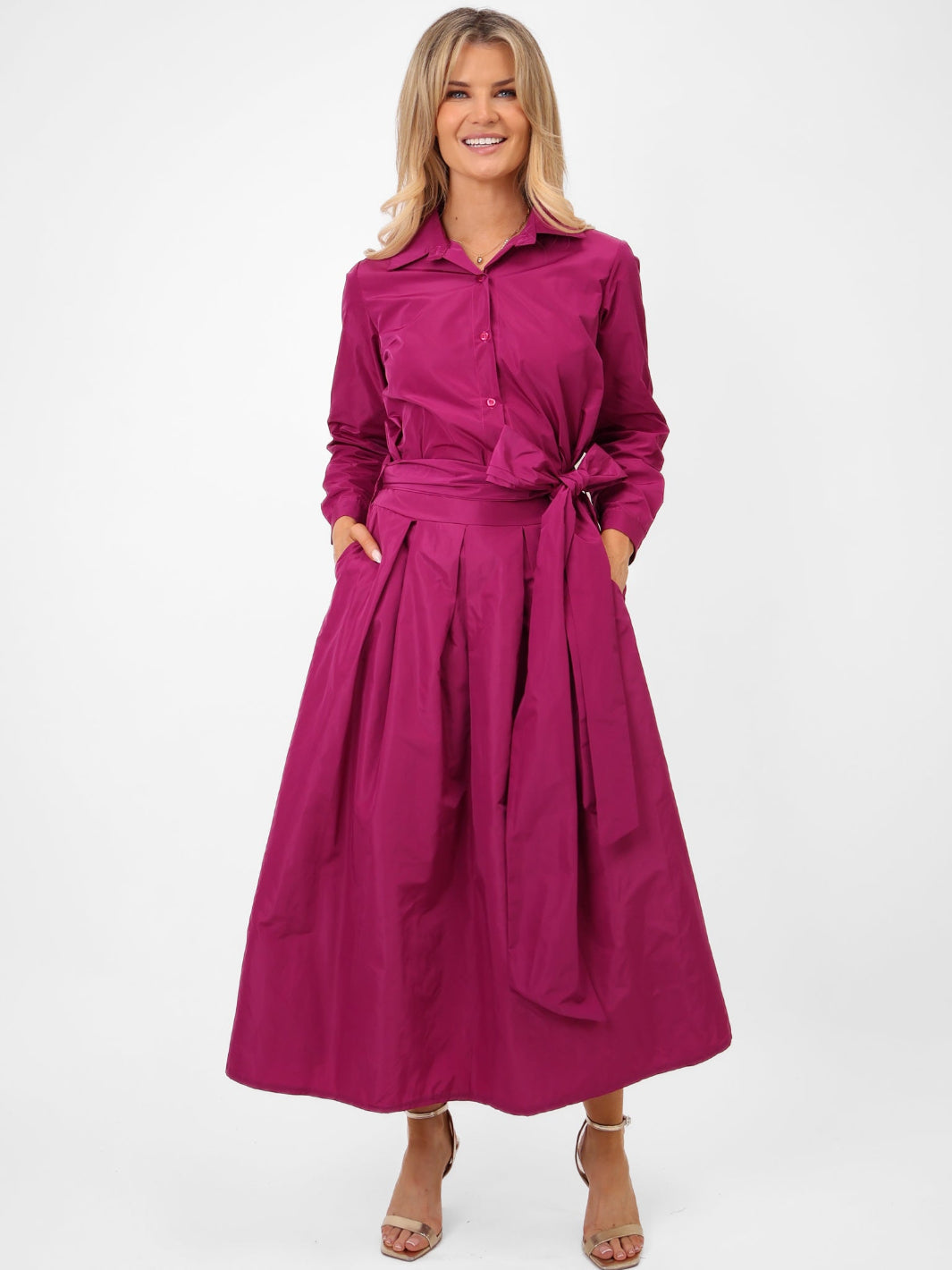 Kate & Pippa Serena Taffeta Shirt In Magenta-Kate & Pippa Autumn/Winter Ladies Clothing