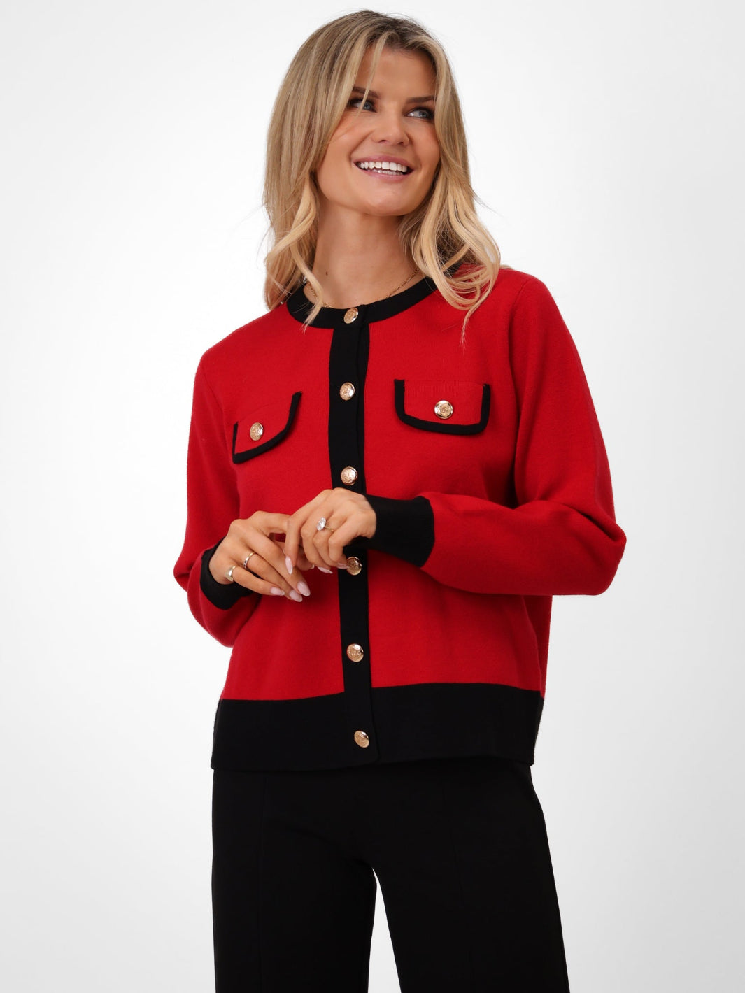 Kate & Pippa Coco Knit In Red / Black-Kate & Pippa Autumn/Winter Ladies Clothing