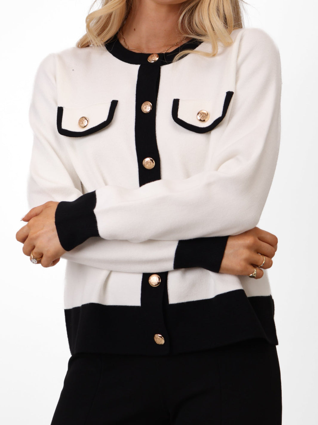 Kate & Pippa Coco Knit In White / Black-Kate & Pippa Autumn/Winter Ladies Clothing