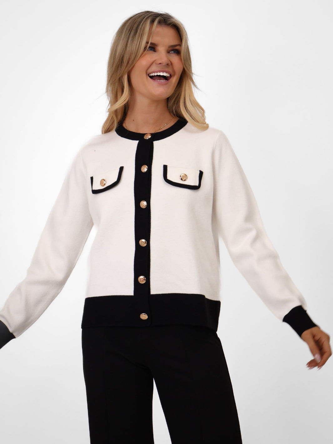 Kate & Pippa Coco Knit In White / Black-Kate & Pippa Autumn/Winter Ladies Clothing