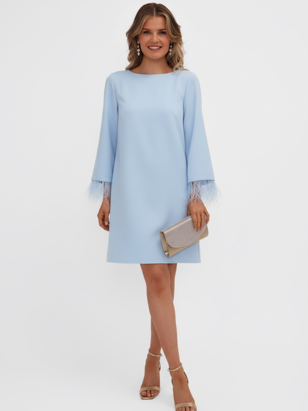 Kate & Pippa Dakota Mini Shift Dress In Light Blue-Kate & Pippa