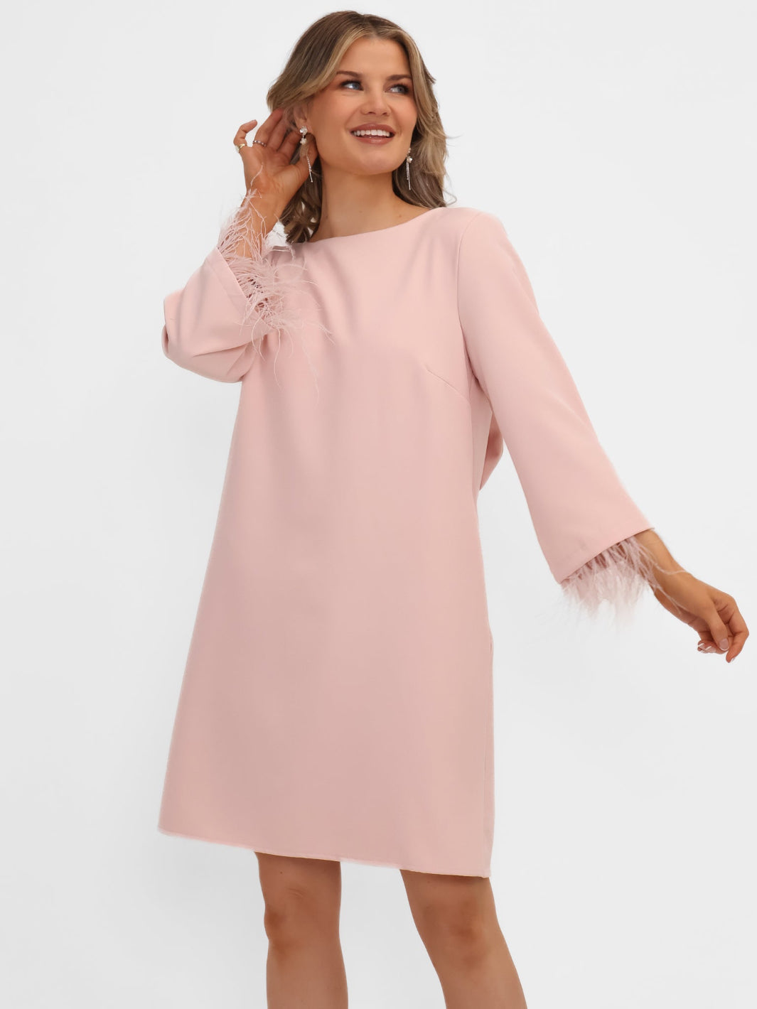 Kate & Pippa Dakota Mini Shift Dress In Pale Pink-Kate & Pippa