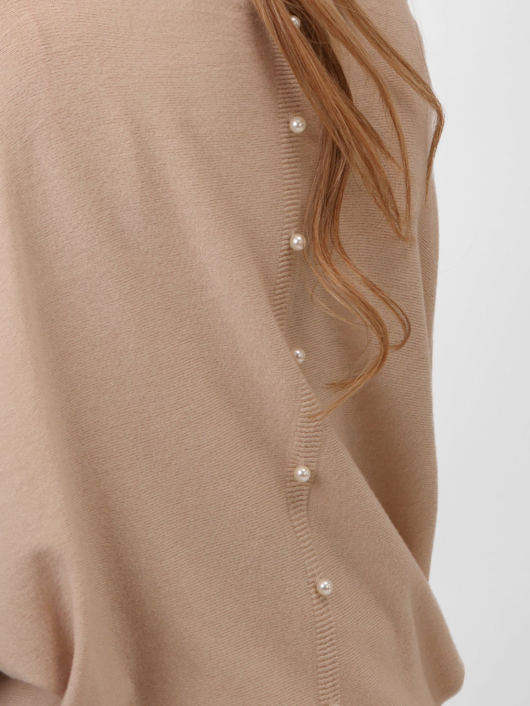 Kate & Pippa Elba Pearl Detail Knit Jumper In Beige-Kate & Pippa Autumn/Winter Ladies Clothing