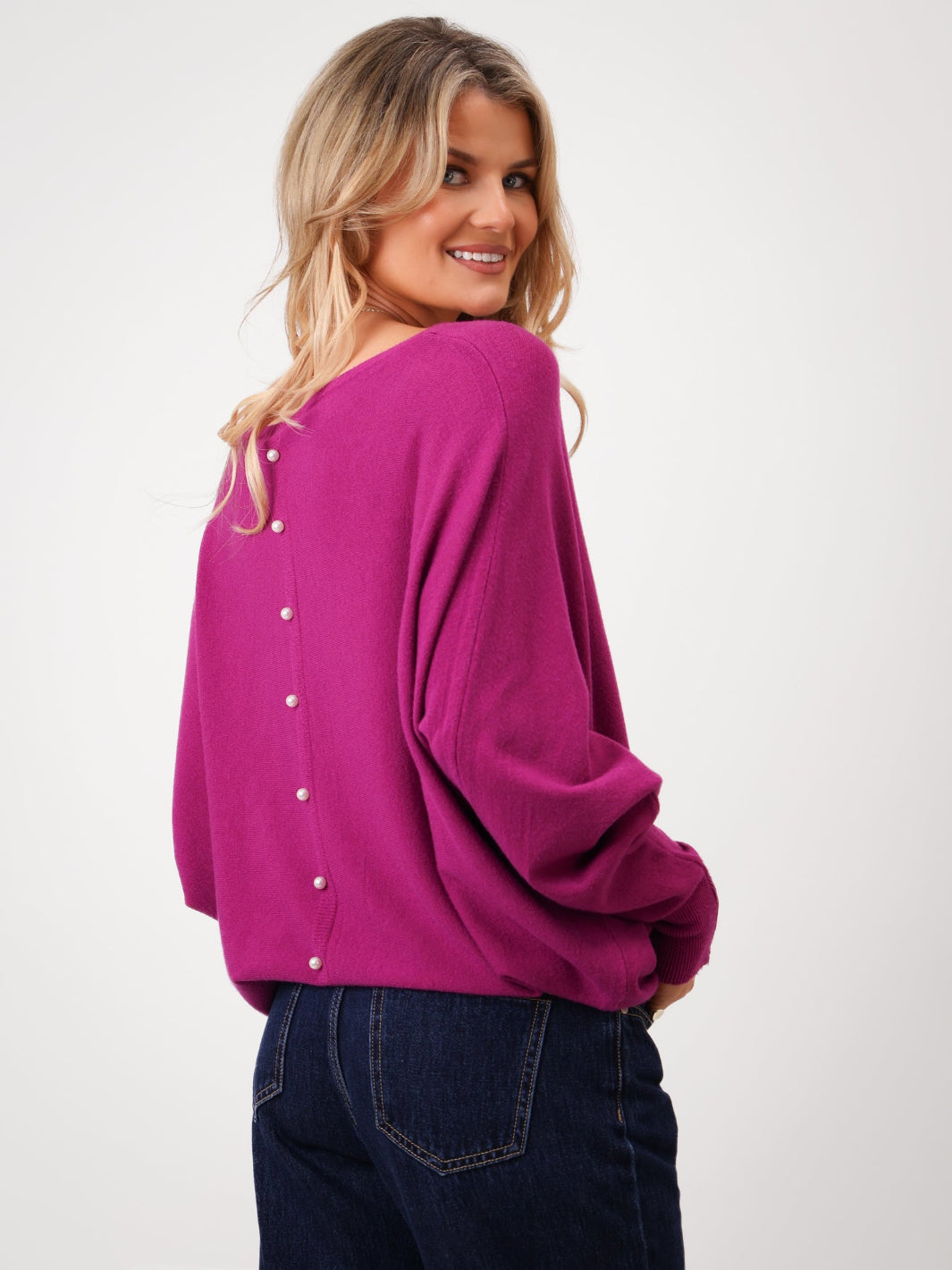 Kate & Pippa Elba Pearl Detail Knit Jumper In Plum-Kate & Pippa Autumn/Winter Ladies Clothing