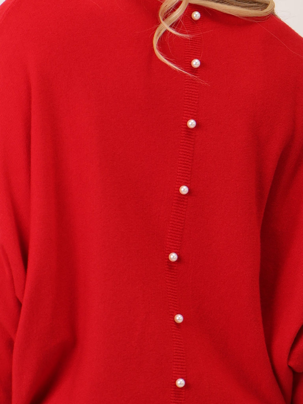 Kate & Pippa Elba Pearl Detail Knit Jumper In Red-Kate & Pippa Autumn/Winter Ladies Clothing
