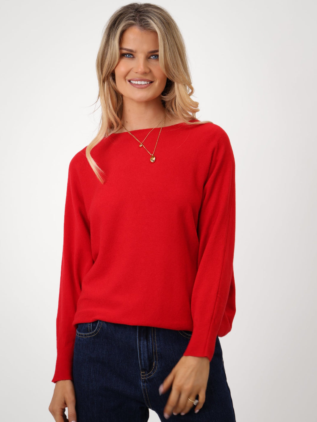 Kate & Pippa Elba Pearl Detail Knit Jumper In Red-Kate & Pippa Autumn/Winter Ladies Clothing