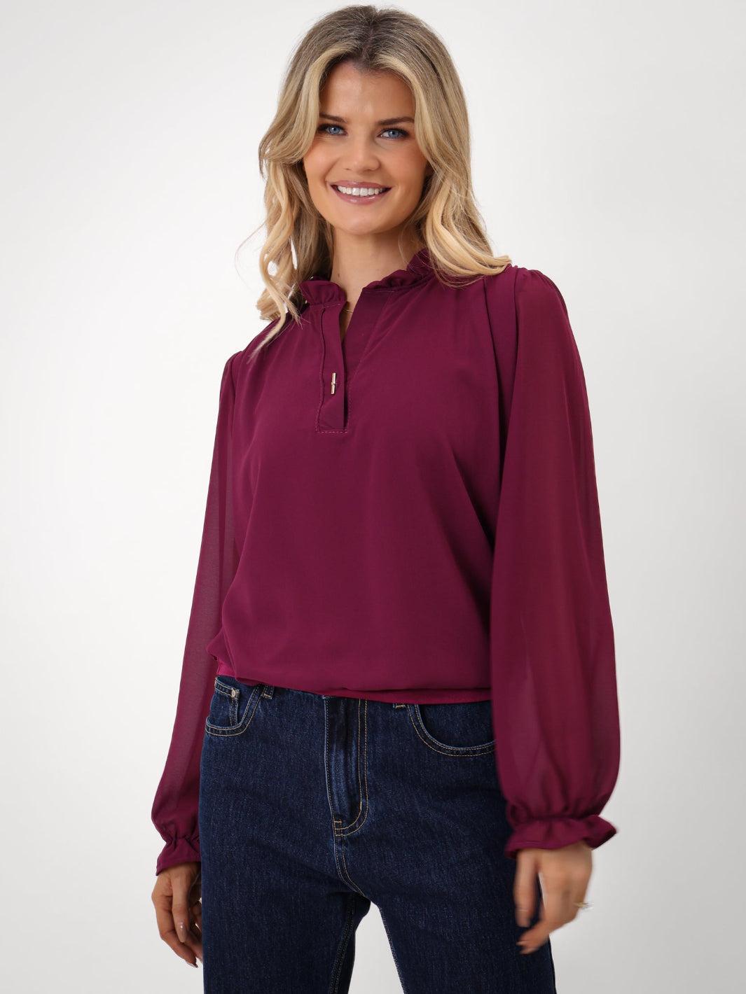 Kate & Pippa Fia Top In Plum-Kate & Pippa Autumn/Winter Ladies Clothing