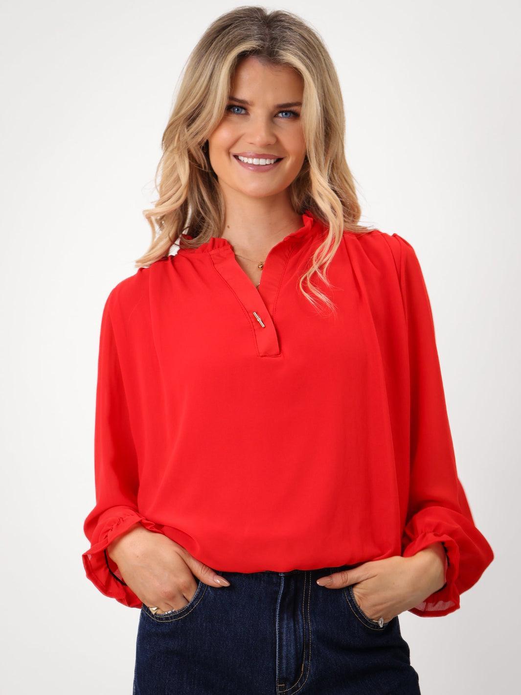 Kate & Pippa Fia Top In Red-Kate & Pippa Autumn/Winter Ladies Clothing