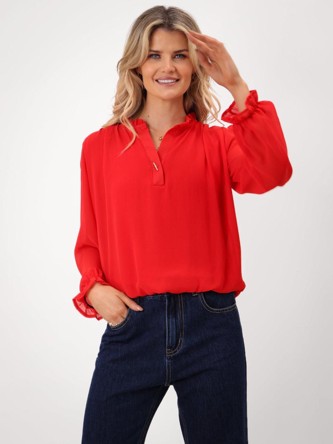 Kate & Pippa Fia Top In Red-Kate & Pippa Autumn/Winter Ladies Clothing