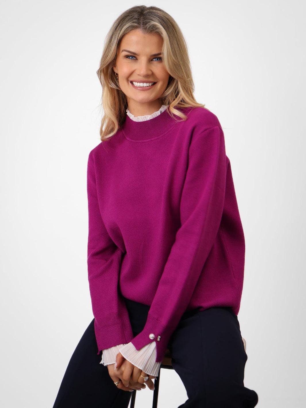 Kate & Pippa Gracie Knit Jumper In Plum-Kate & Pippa Autumn/Winter Ladies Clothing