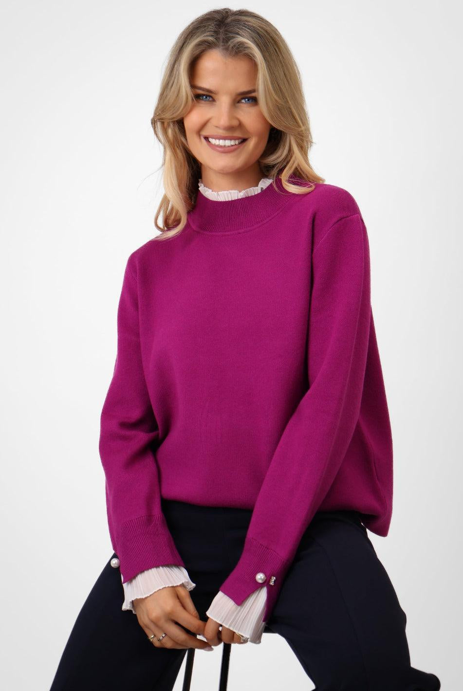 Kate & Pippa Gracie Knit Jumper In Plum-Kate & Pippa Autumn/Winter Ladies Clothing