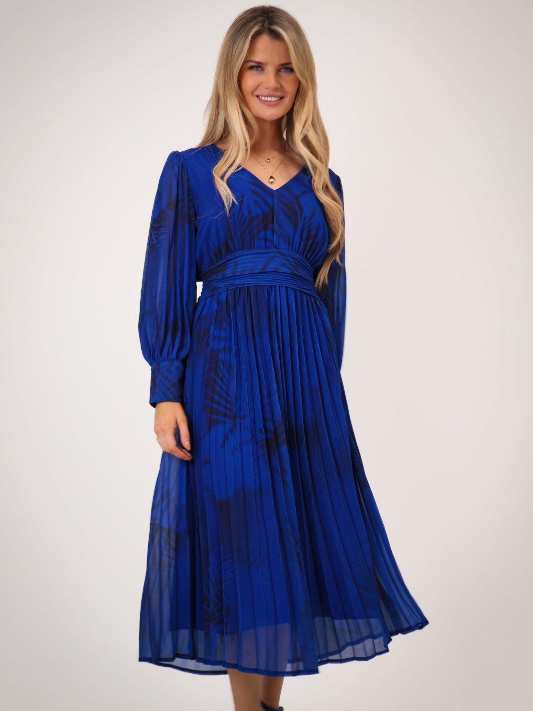 Kate & Pippa Hannah Dress In Royal Blue Print-Kate & Pippa Autumn/Winter Ladies Clothing