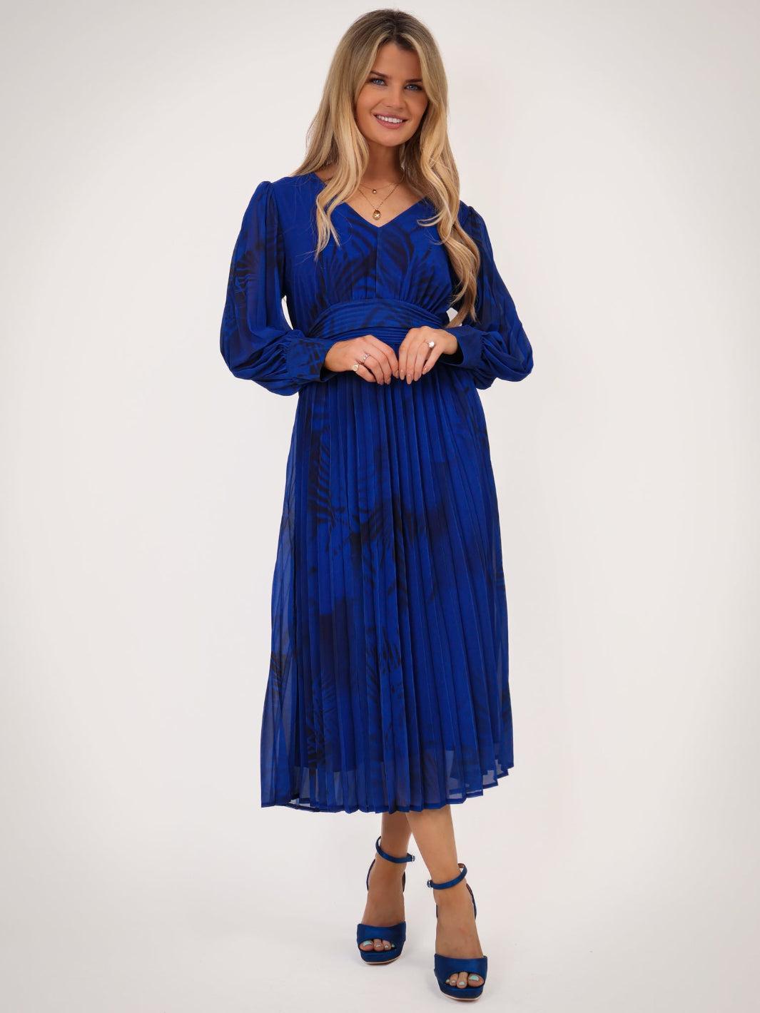 Kate & Pippa Hannah Dress In Royal Blue Print-Kate & Pippa Autumn/Winter Ladies Clothing