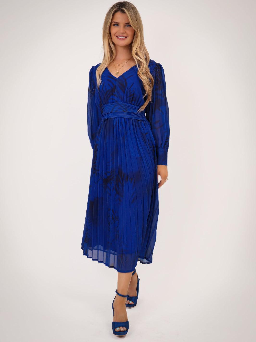 Kate & Pippa Hannah Dress In Royal Blue Print-Kate & Pippa Autumn/Winter Ladies Clothing