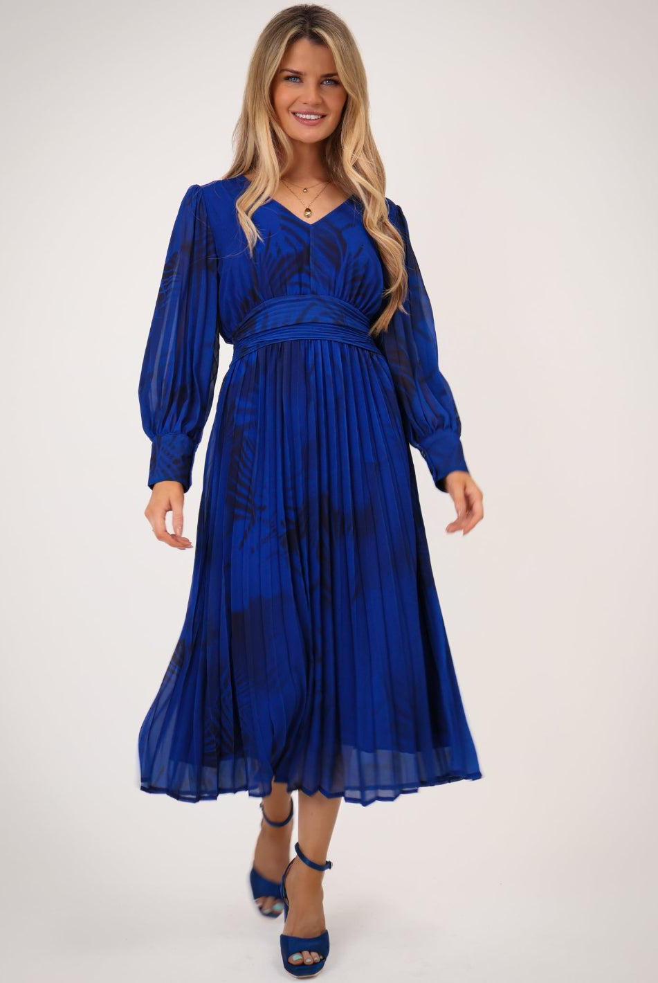 Kate & Pippa Hannah Dress In Royal Blue Print-Kate & Pippa Autumn/Winter Ladies Clothing