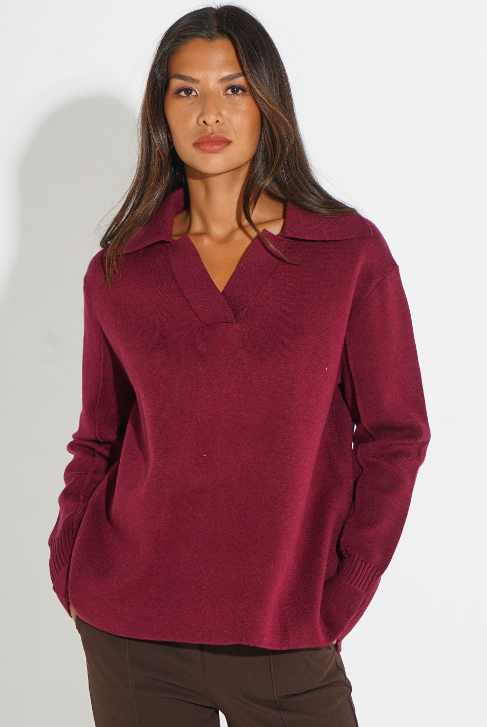 Kate & Pippa Jesse Knit Jumper In Plum-Kate & Pippa