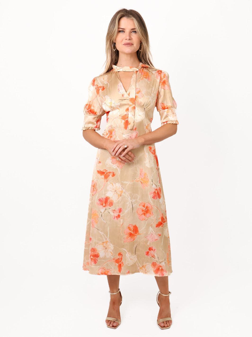 Kate & Pippa Kimber Midi Dress in Champagne-Kate & Pippa