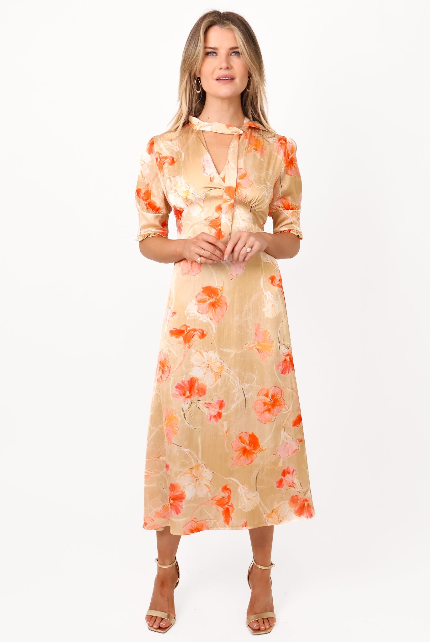 Kate & Pippa Kimber Midi Dress in Champagne-Kate & Pippa