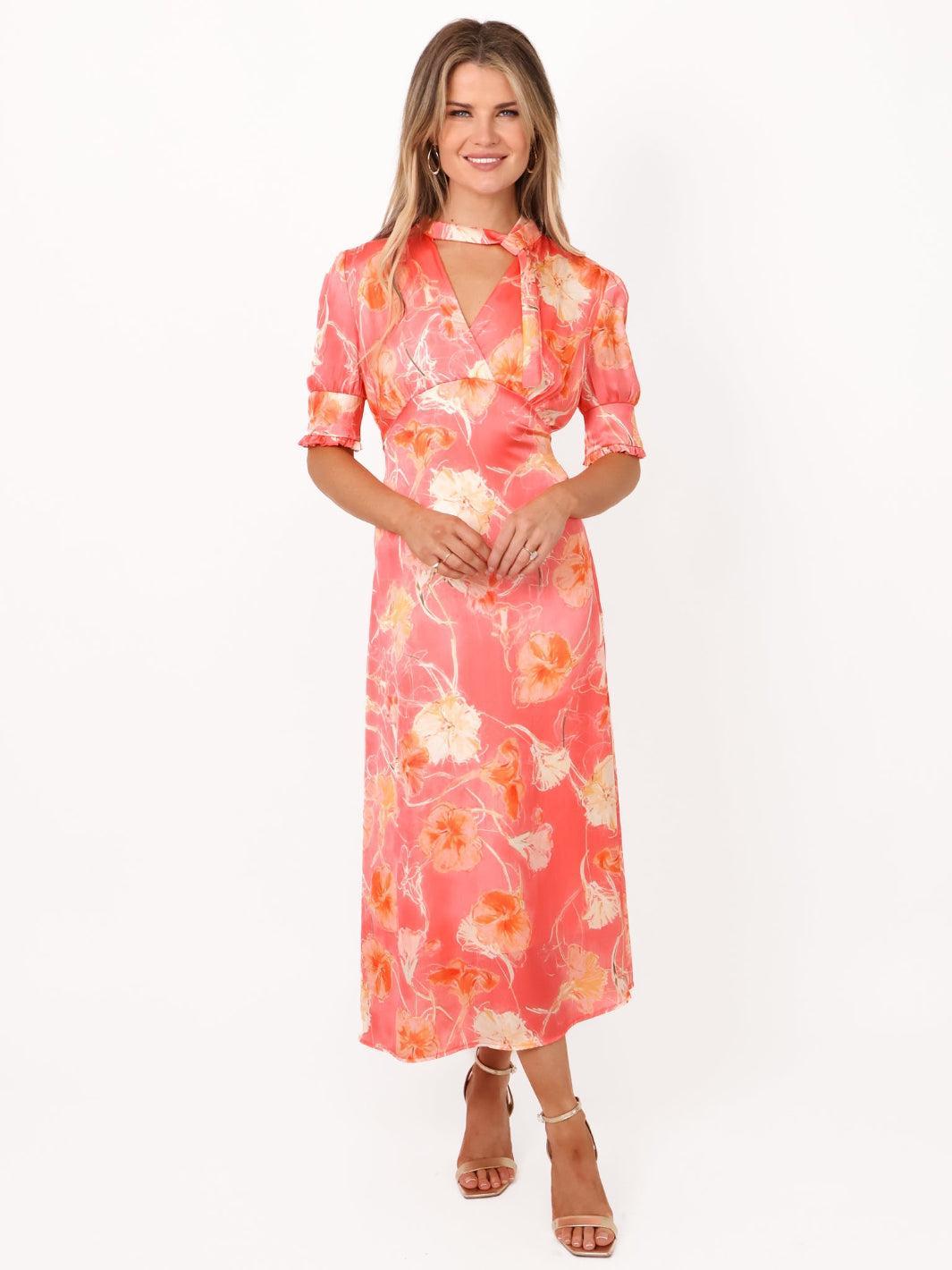 Kate & Pippa Kimber Midi Dress in Coral-Kate & Pippa