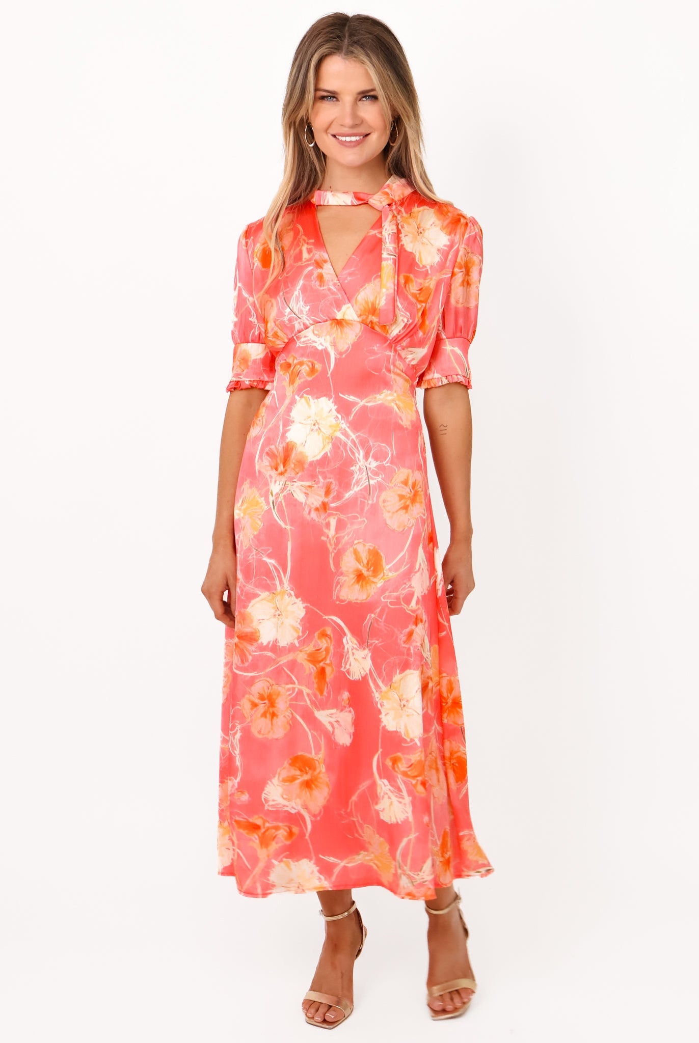 Kate & Pippa Kimber Midi Dress in Coral-Kate & Pippa