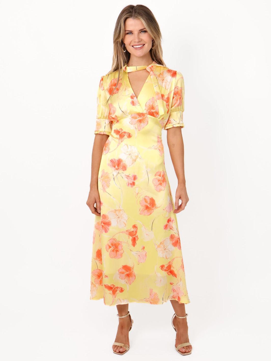 Kate & Pippa Kimber Midi Dress in Lemon-Kate & Pippa