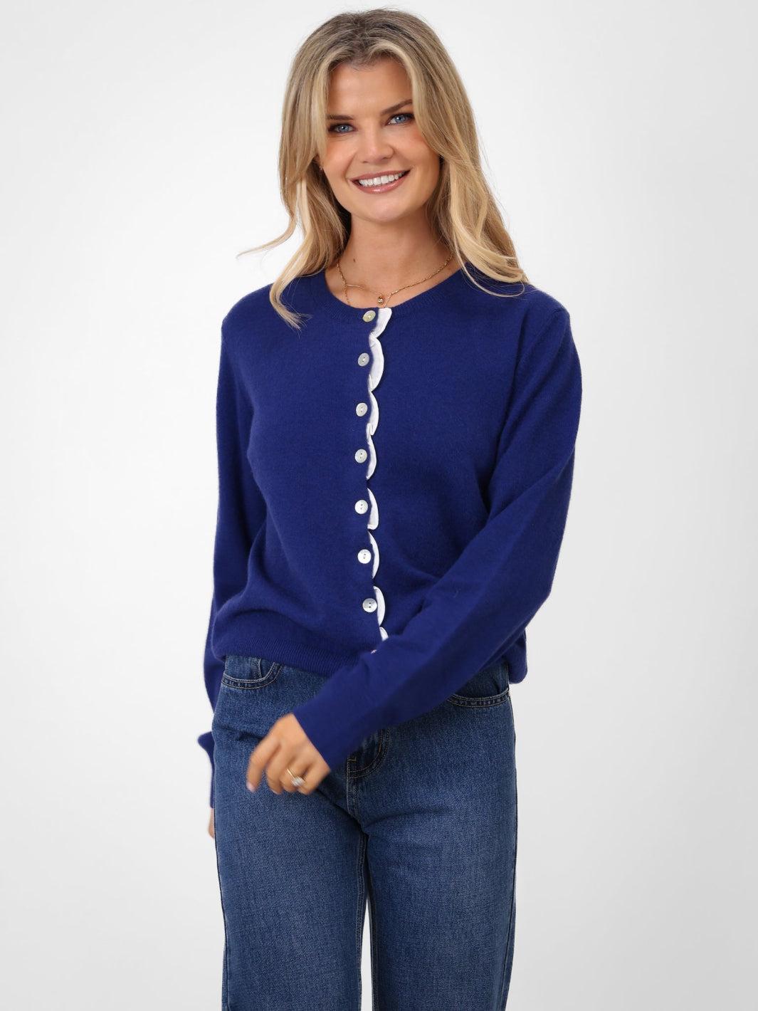 Kate & Pippa Lilah Cardigan In Blue-Kate & Pippa Autumn/Winter Ladies Clothing
